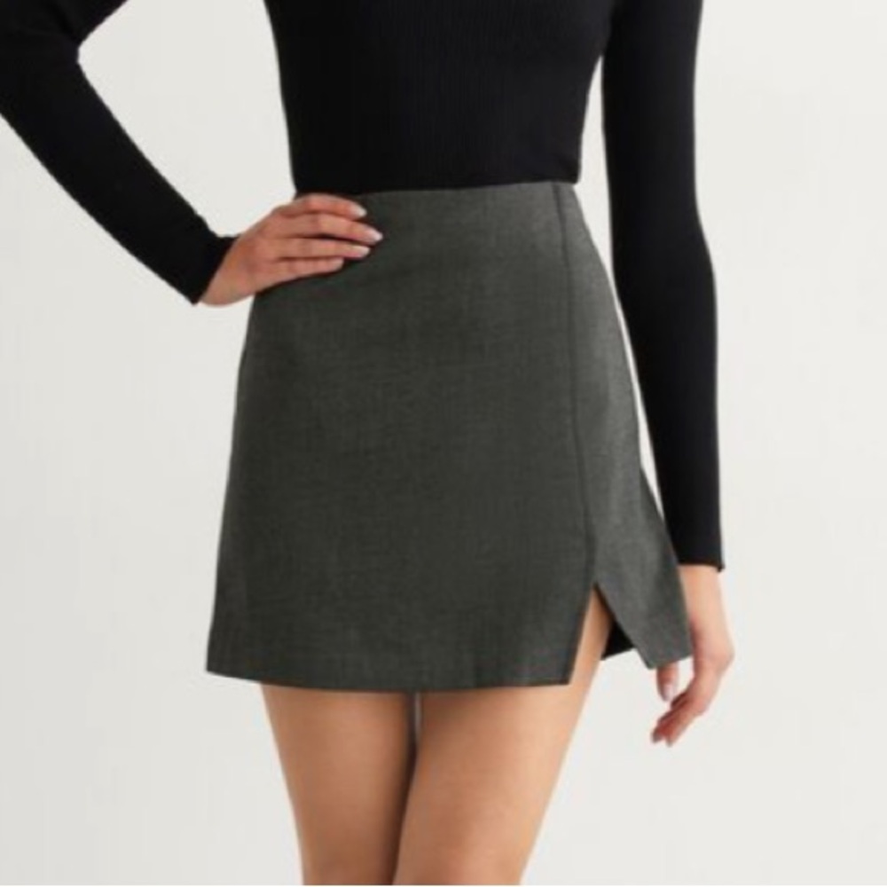 NWT Grey Mini Skirt With Slit